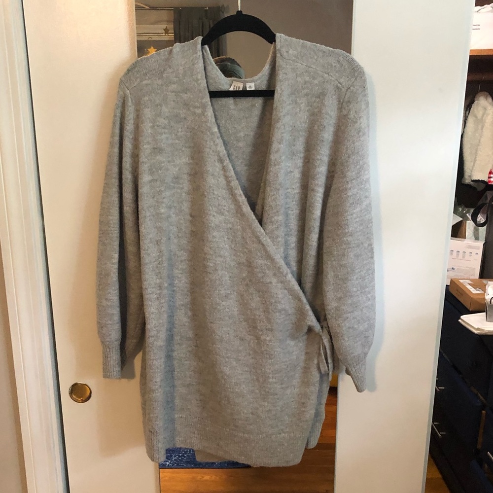 Cozy Gray Maternity wrap sweater - XL